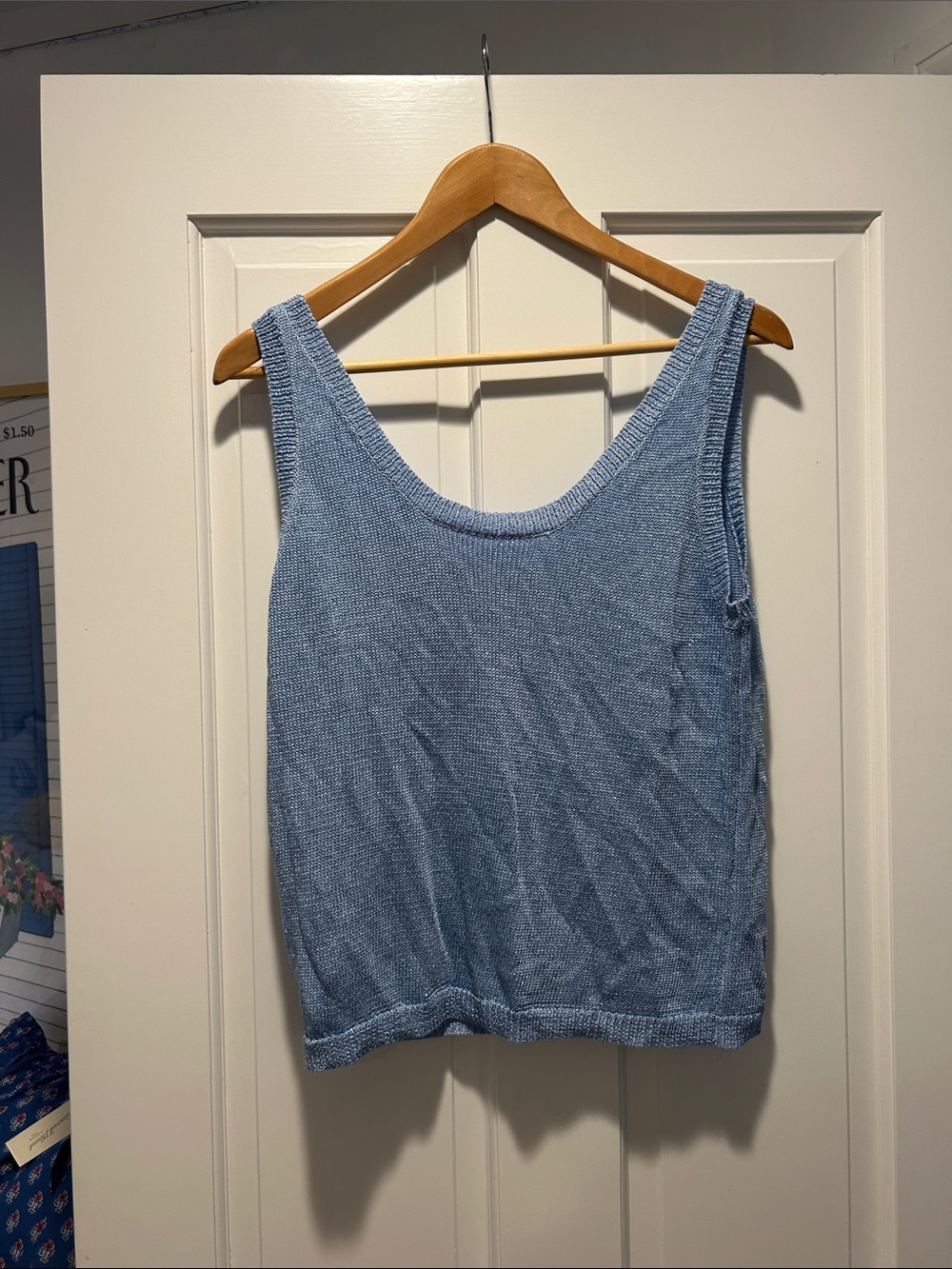 Light Blue Sleeveless Sparkly Knit Tank Top
